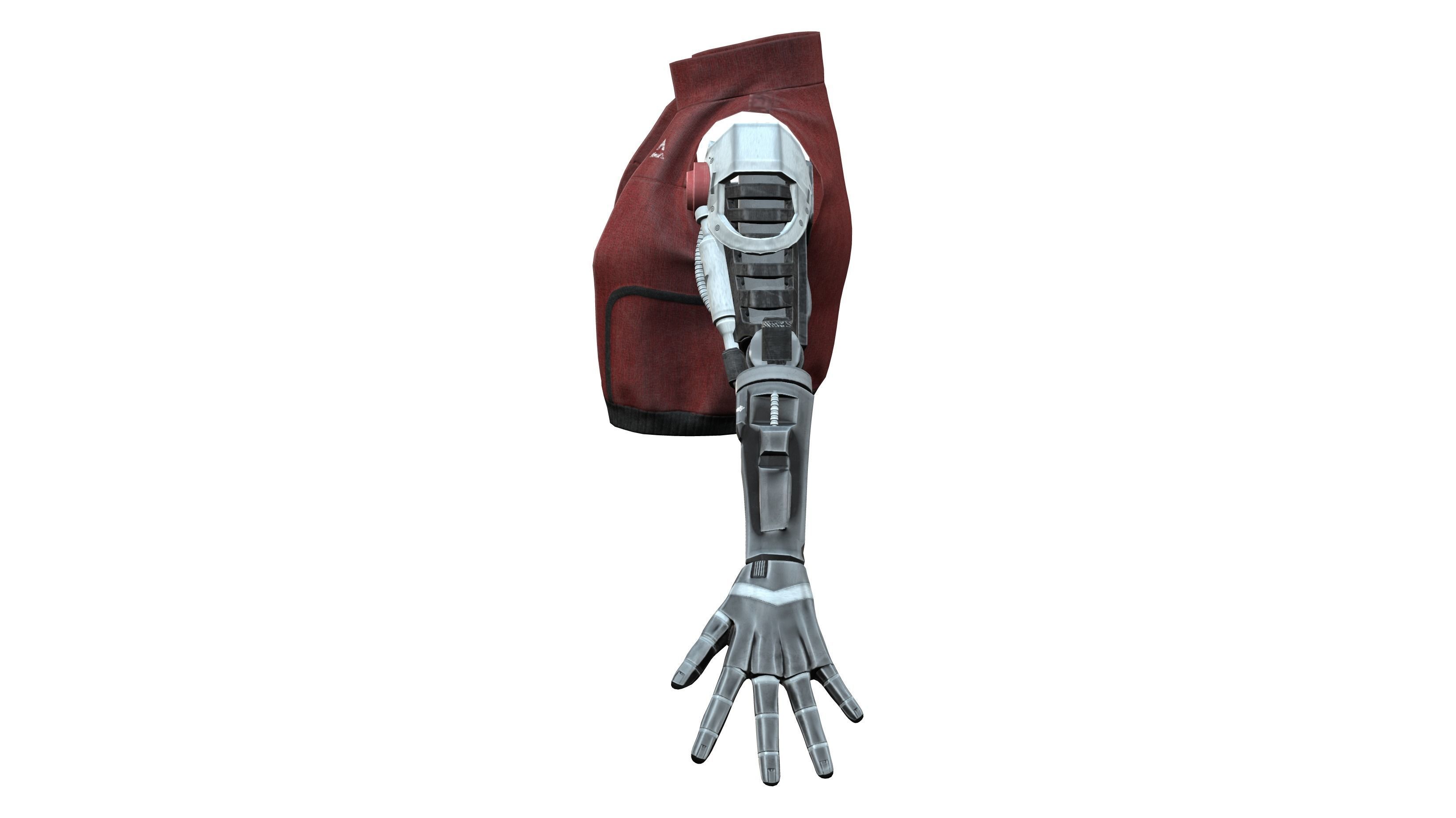 Robotic Arm Sleeveless Vest Female Jacket Low-poly 3D model_3