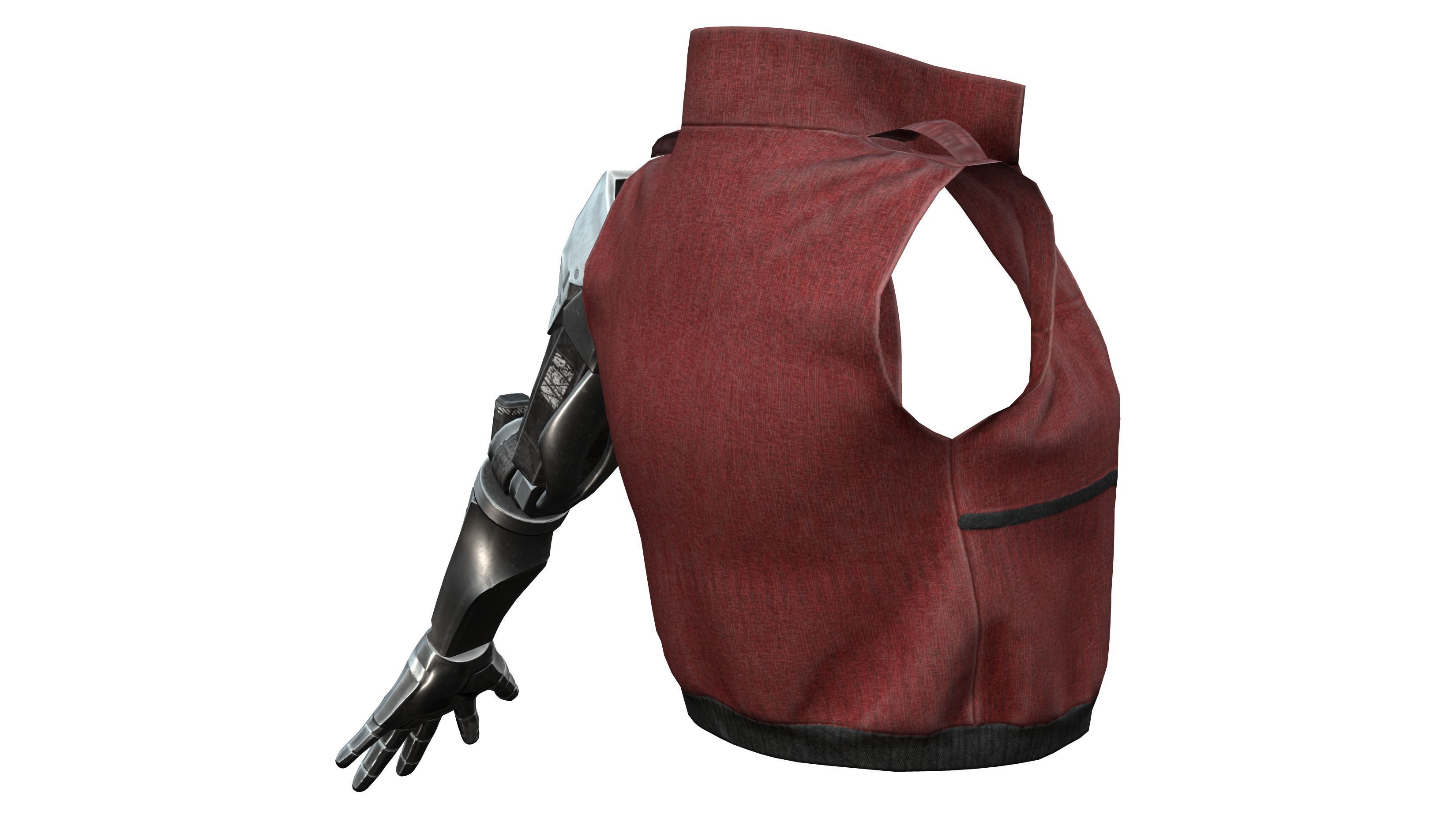 Robotic Arm Sleeveless Vest Female Jacket Low-poly 3D model_5