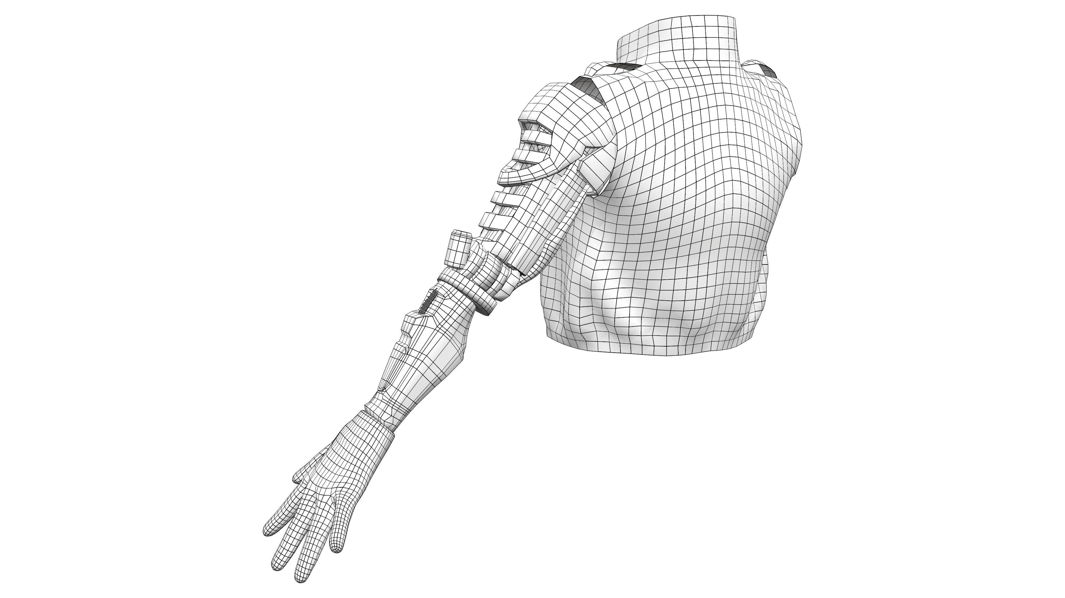 Robotic Arm Sleeveless Vest Female Jacket Low-poly 3D model_7