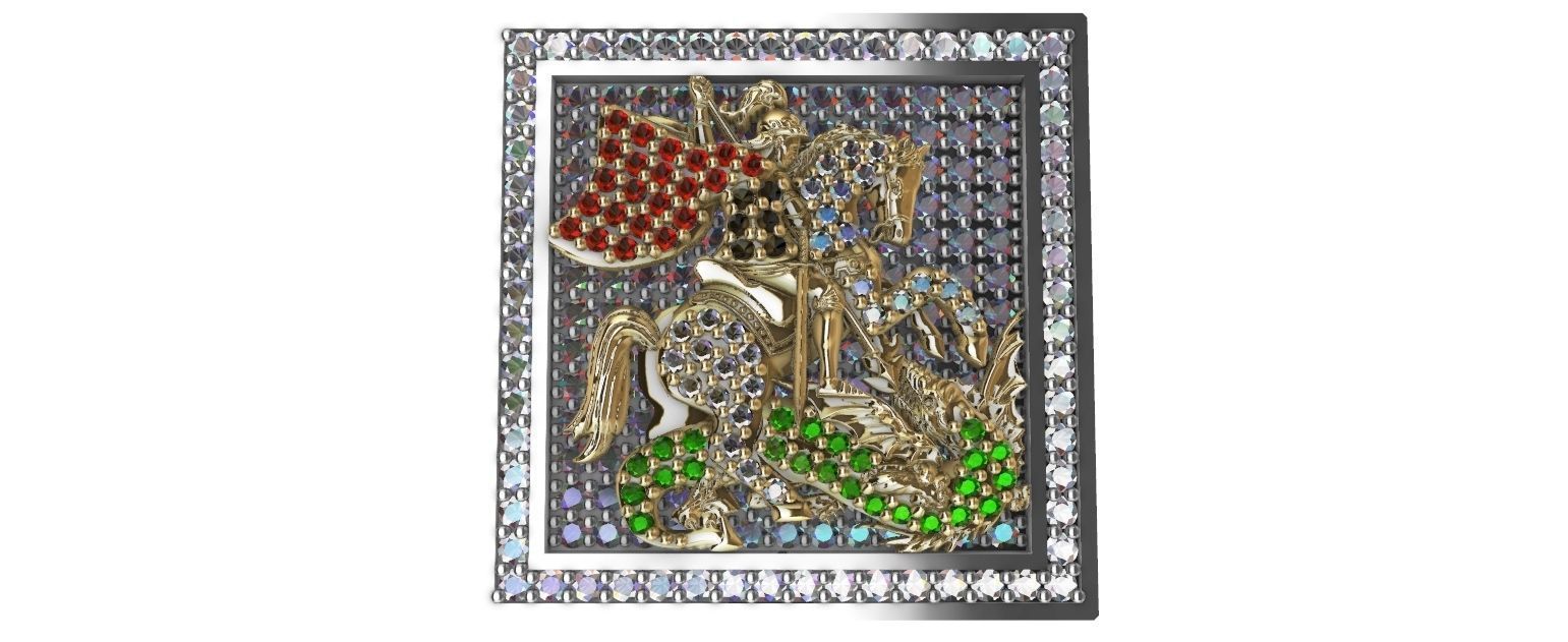 Saint George Ring with Brilhants - Sao Jorge 3D print model_1