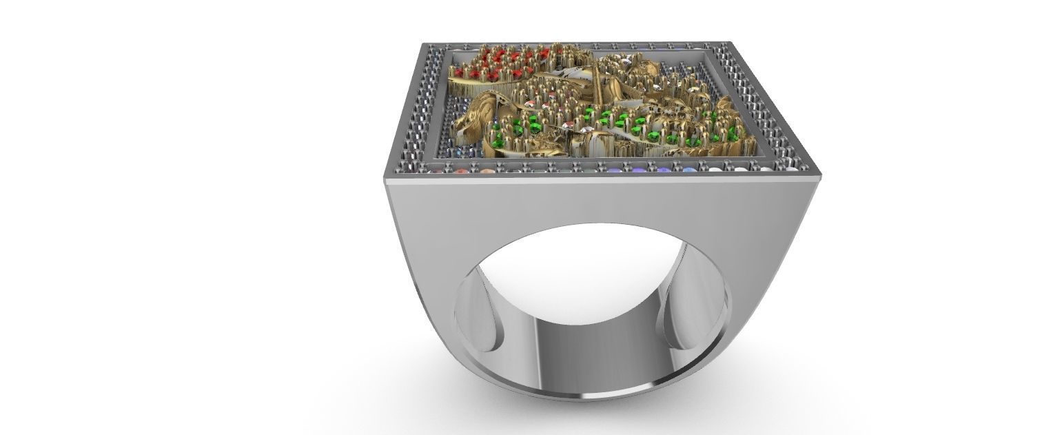 Saint George Ring with Brilhants - Sao Jorge 3D print model_3