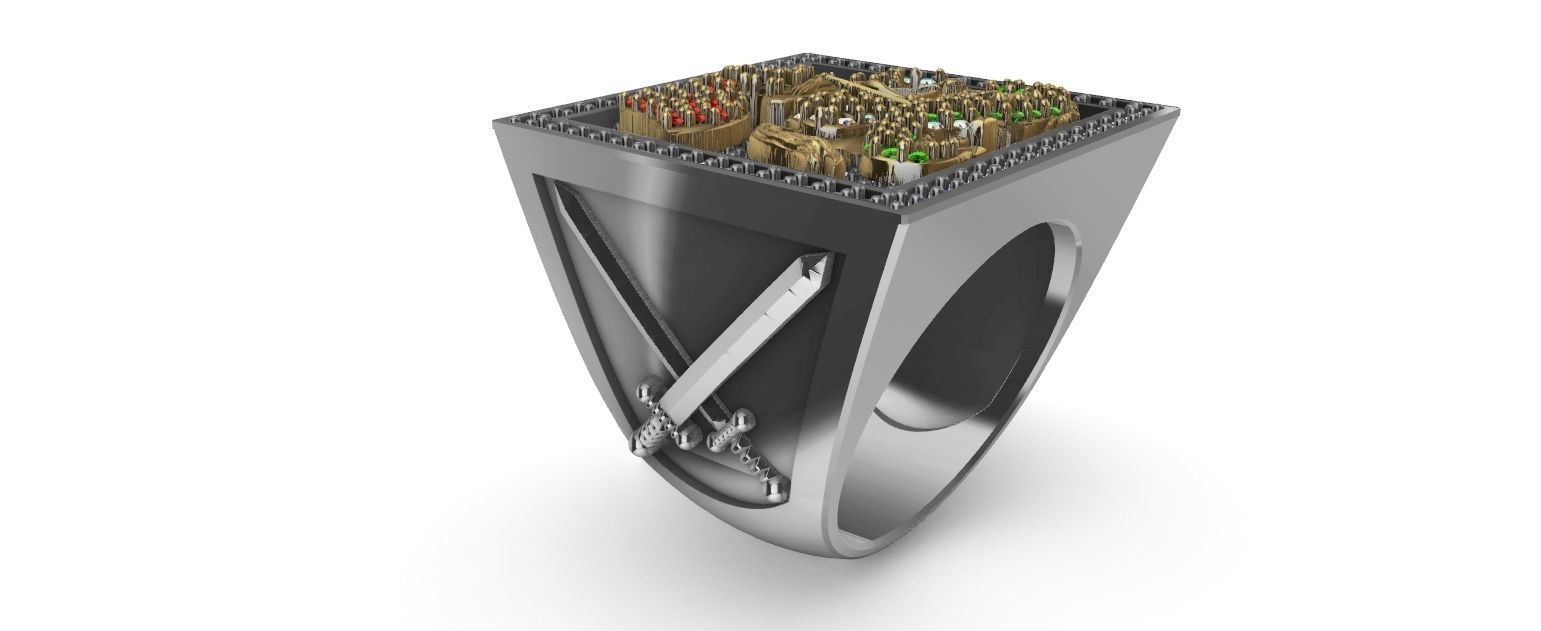 Saint George Ring with Brilhants - Sao Jorge 3D print model_2