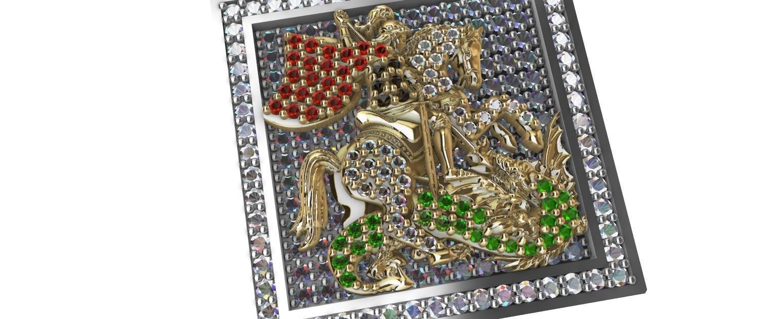 Saint George Ring with Brilhants - Sao Jorge 3D print model_9