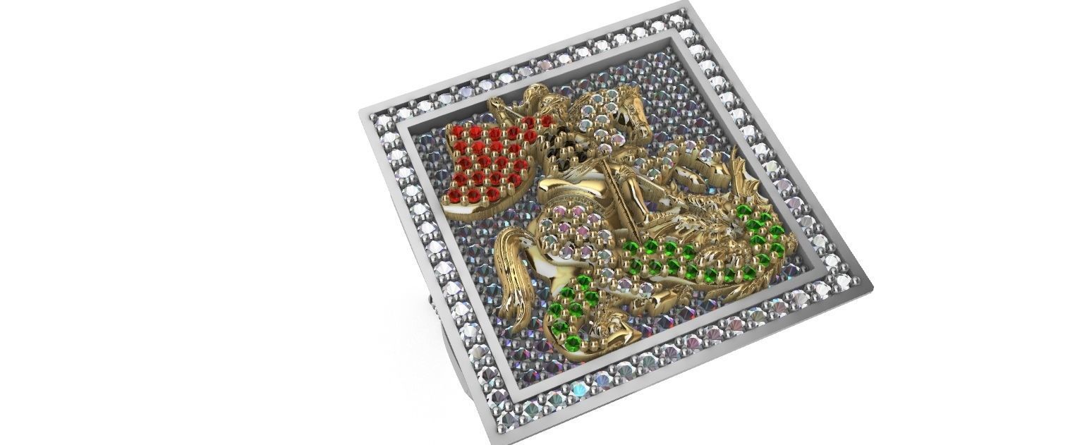 Saint George Ring with Brilhants - Sao Jorge 3D print model_5