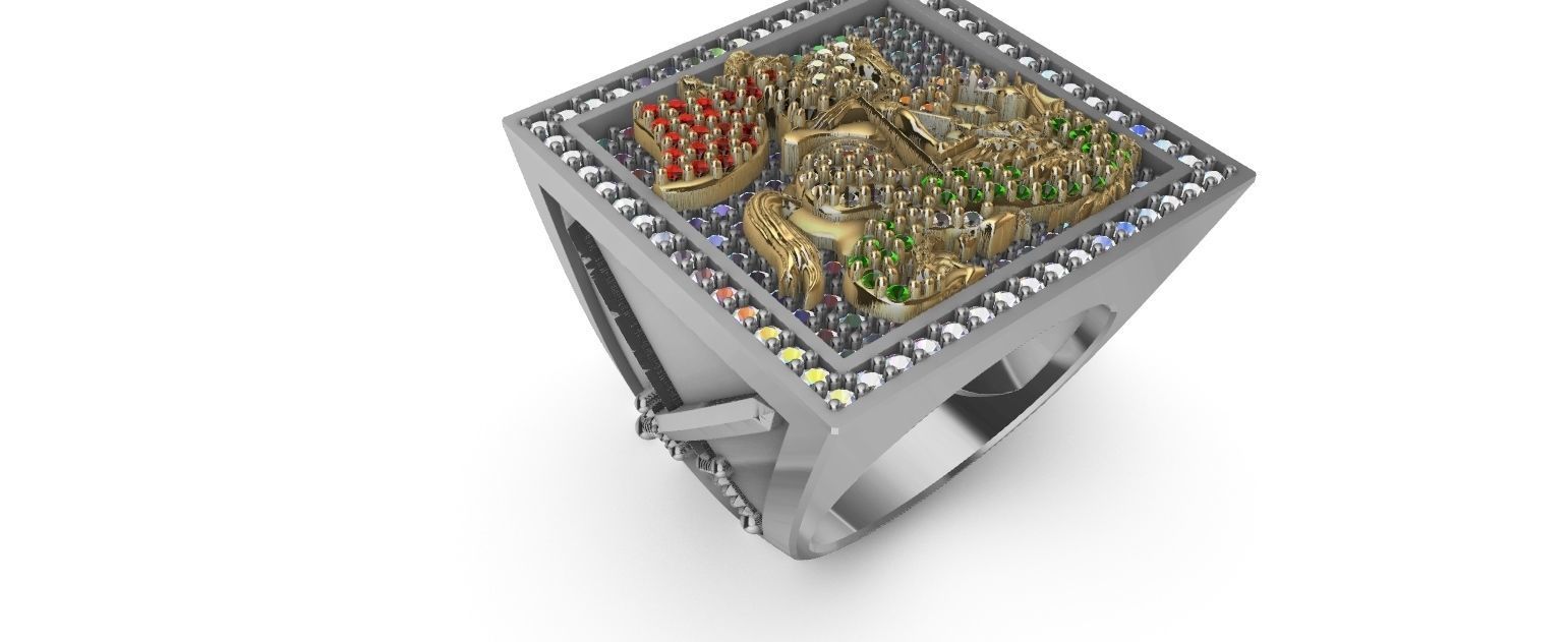 Saint George Ring with Brilhants - Sao Jorge 3D print model_4