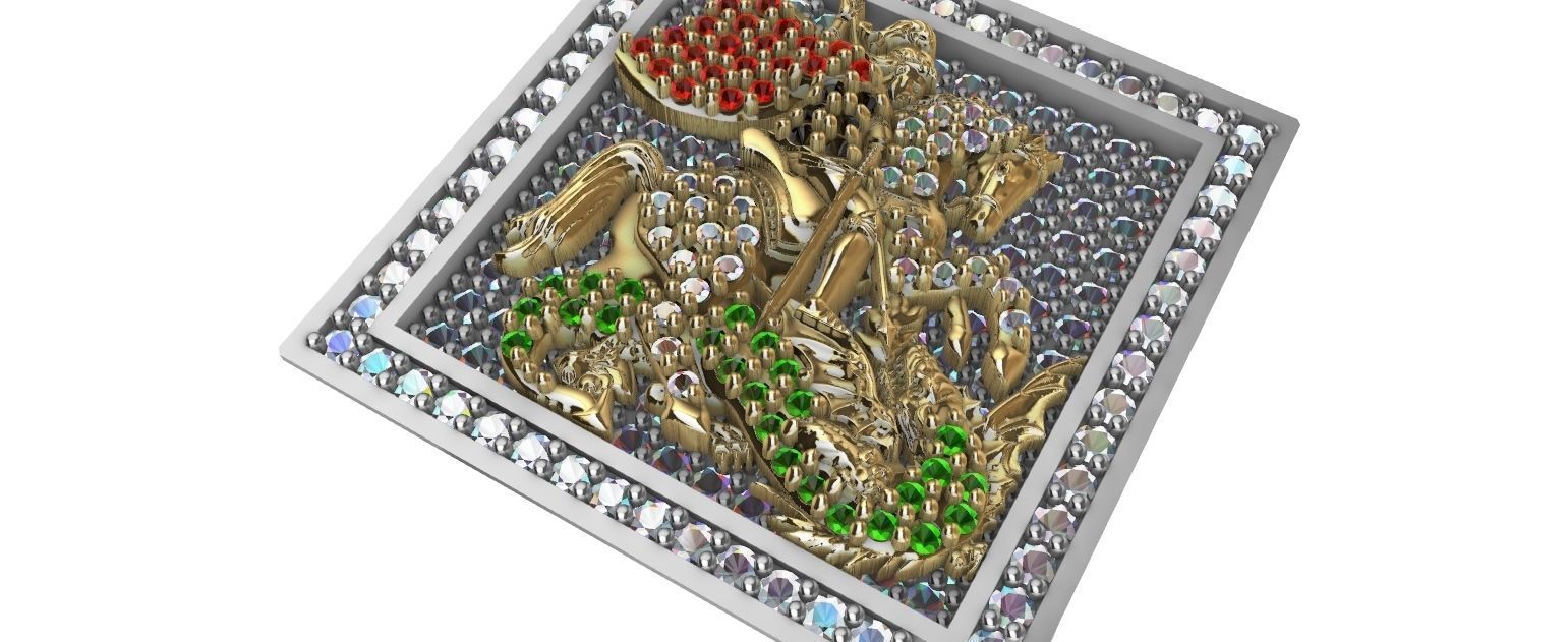 Saint George Ring with Brilhants - Sao Jorge 3D print model_10