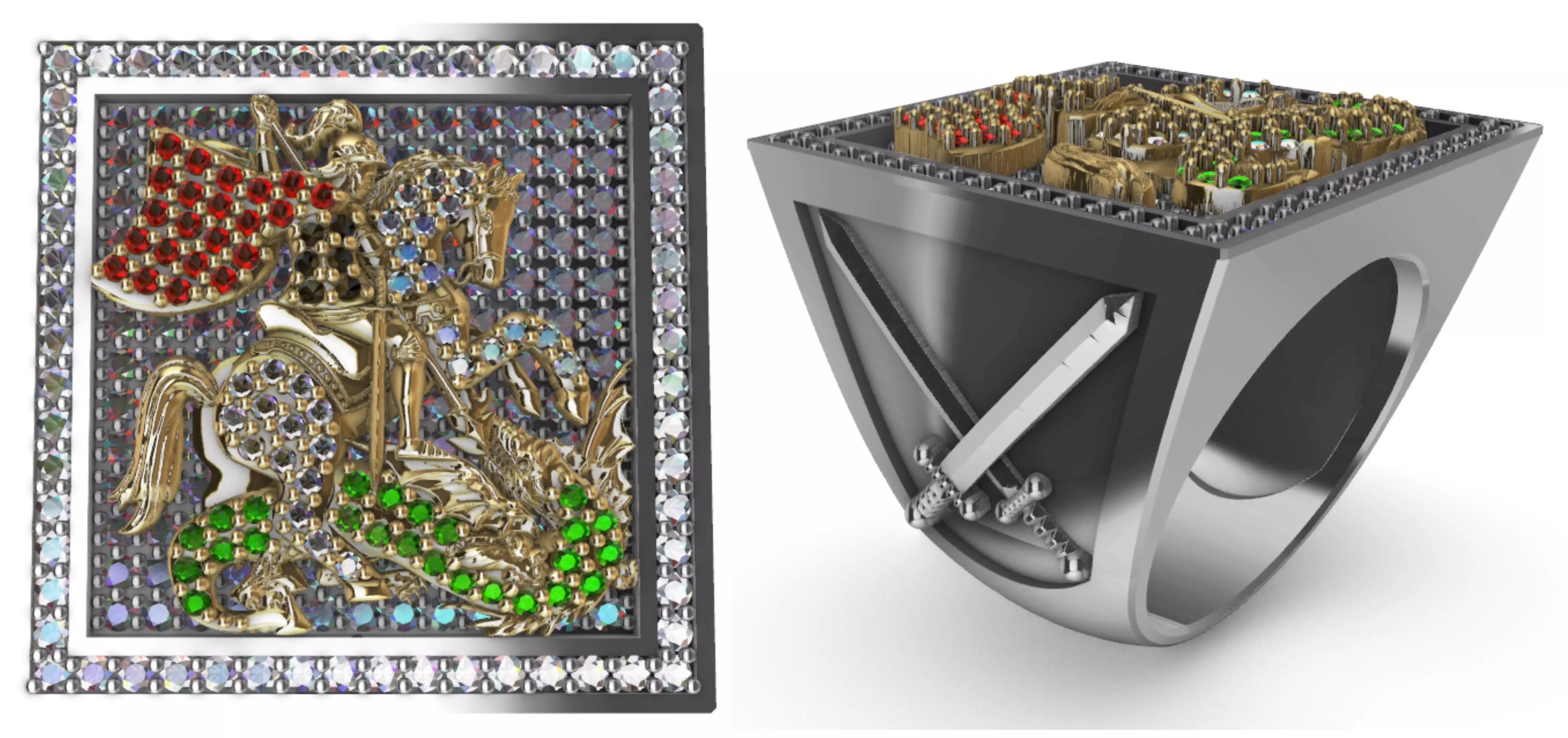 Saint George Ring with Brilhants - Sao Jorge 3D print model_0