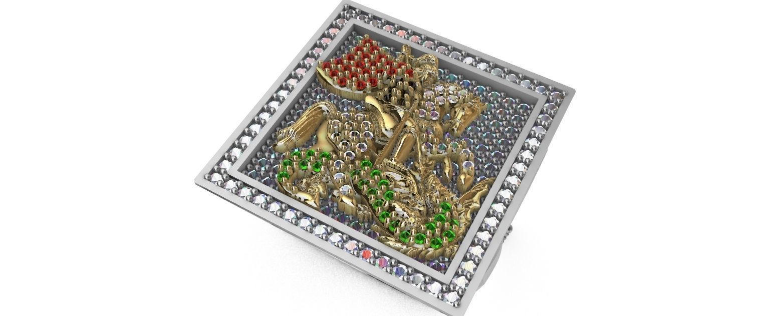 Saint George Ring with Brilhants - Sao Jorge 3D print model_22