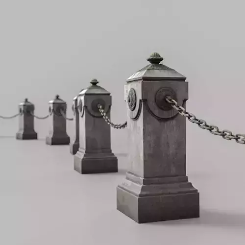 Classic modular stone bollard Low-poly 3D model