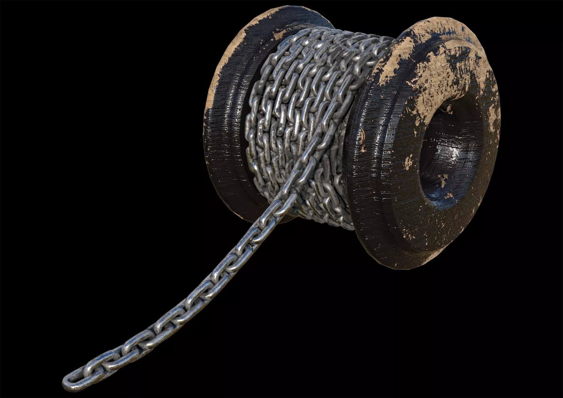 chain spool Low-poly 3D model_0