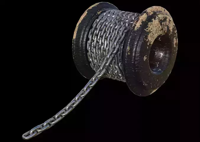 chain spool Low-poly 3D model