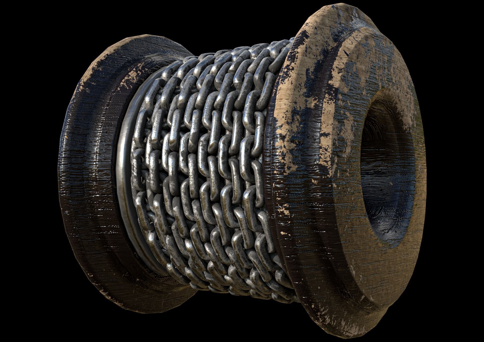 chain spool Low-poly 3D model_4
