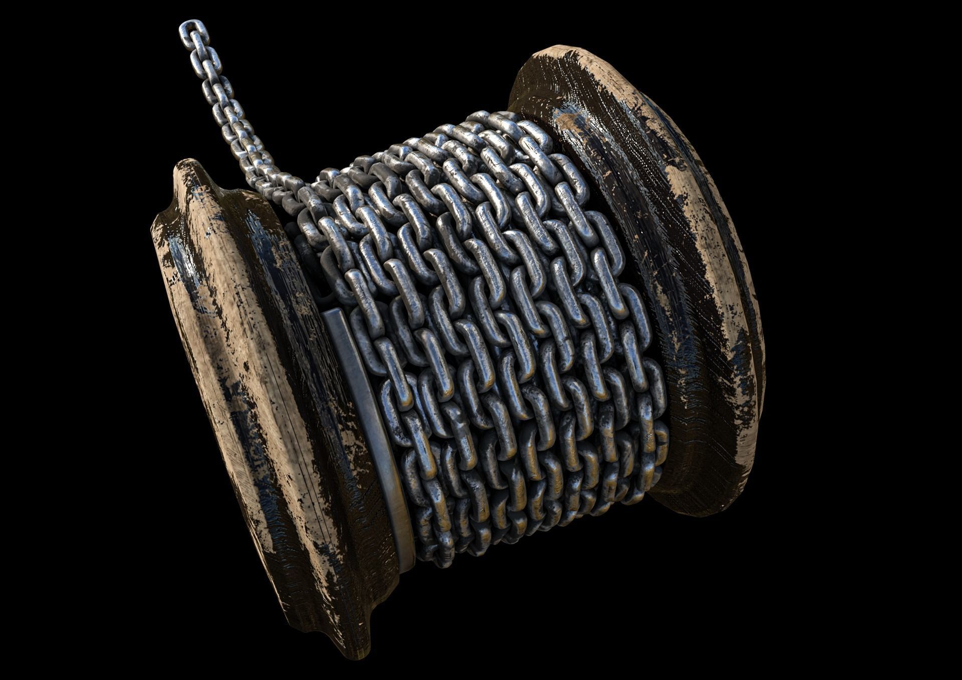 chain spool Low-poly 3D model_2