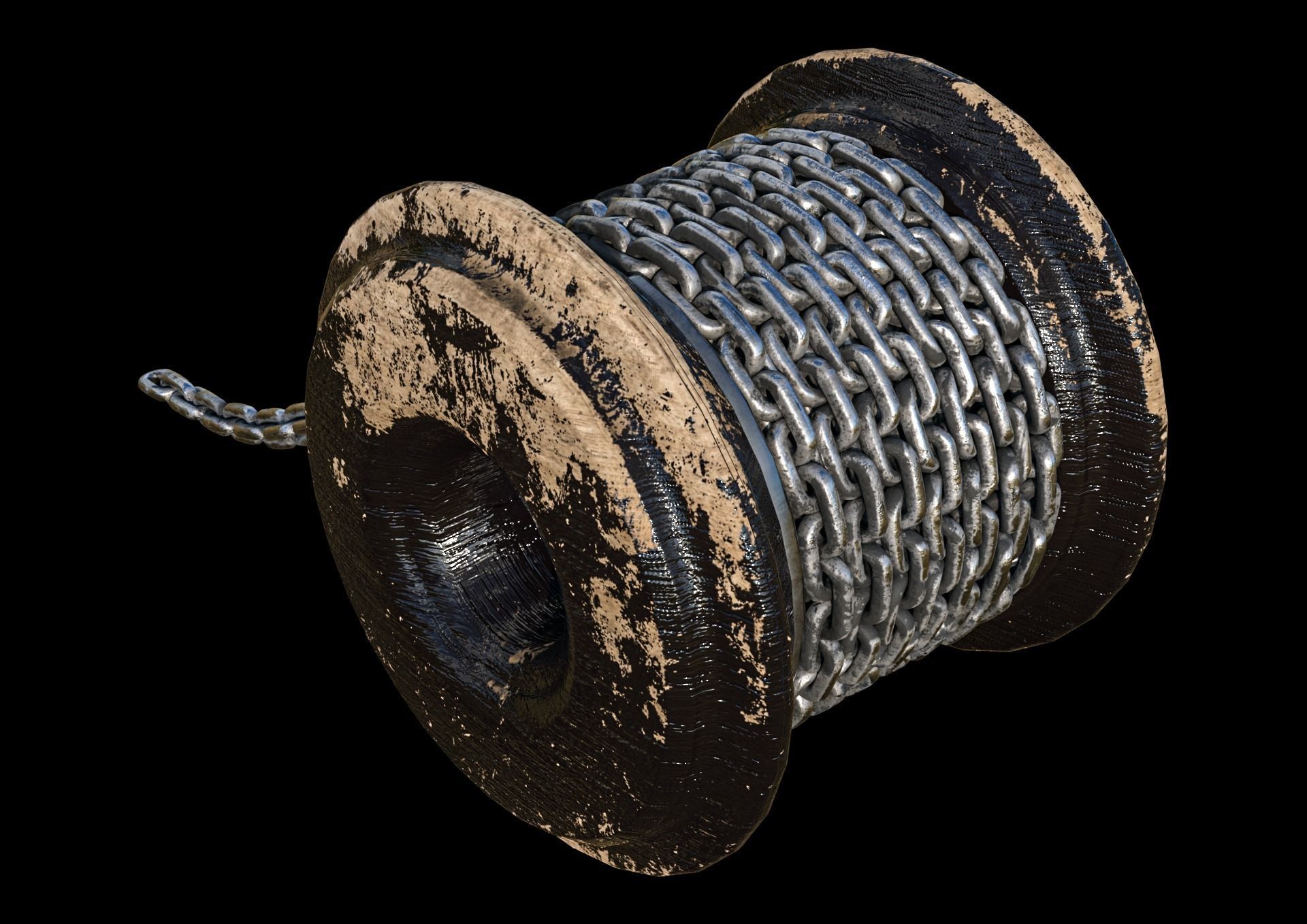 chain spool Low-poly 3D model_1