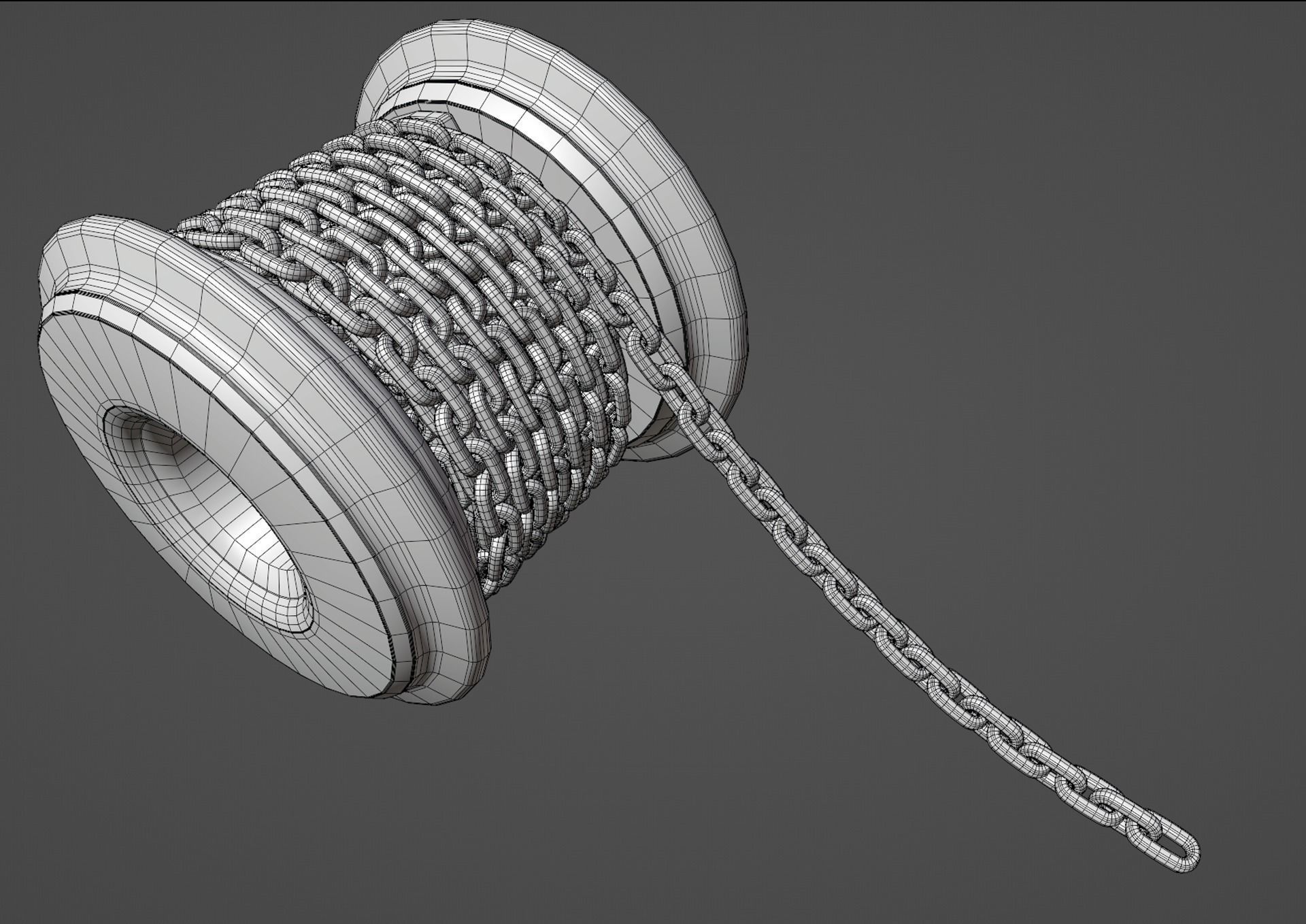 chain spool Low-poly 3D model_8