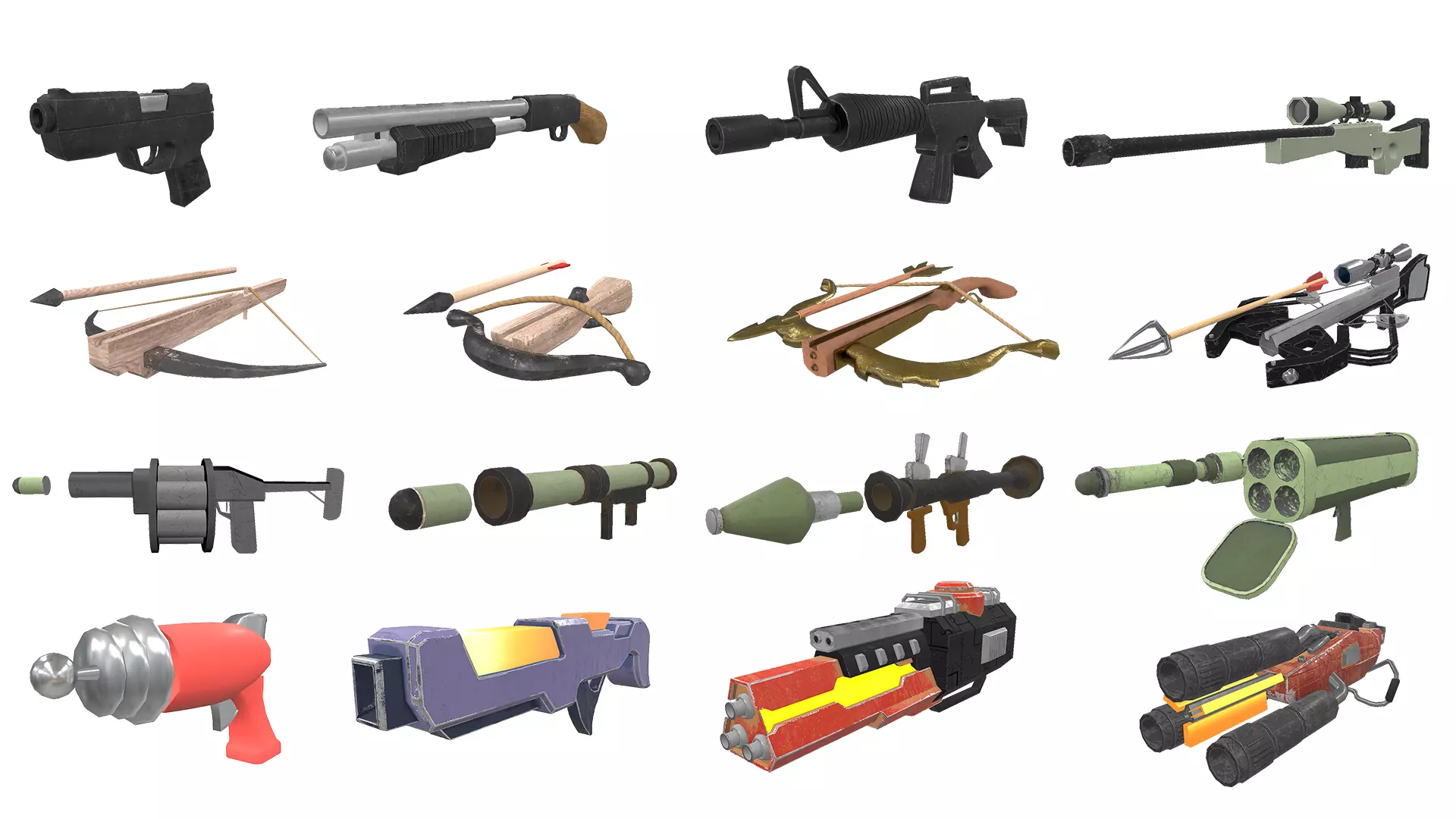 Low Poly Gun Pack Low-poly 3D model_0