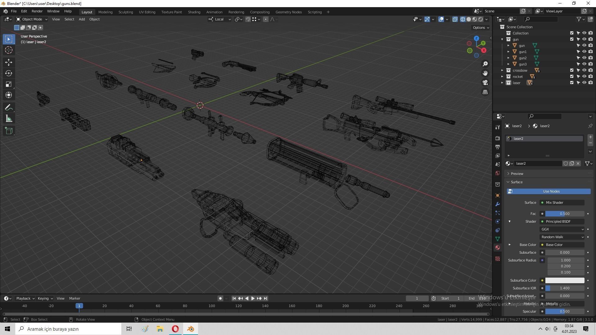 Low Poly Gun Pack Low-poly 3D model_49
