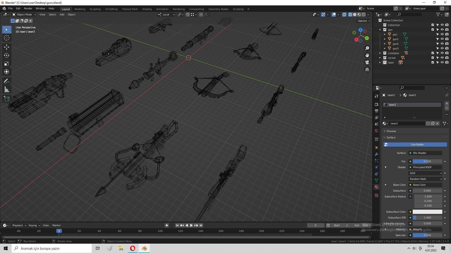 Low Poly Gun Pack Low-poly 3D model_51