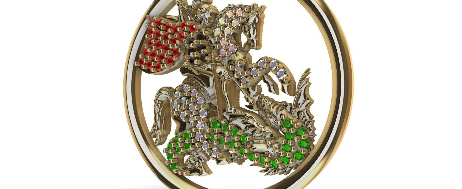 Saint George - Sao Jorge - with gems 3D print model_13