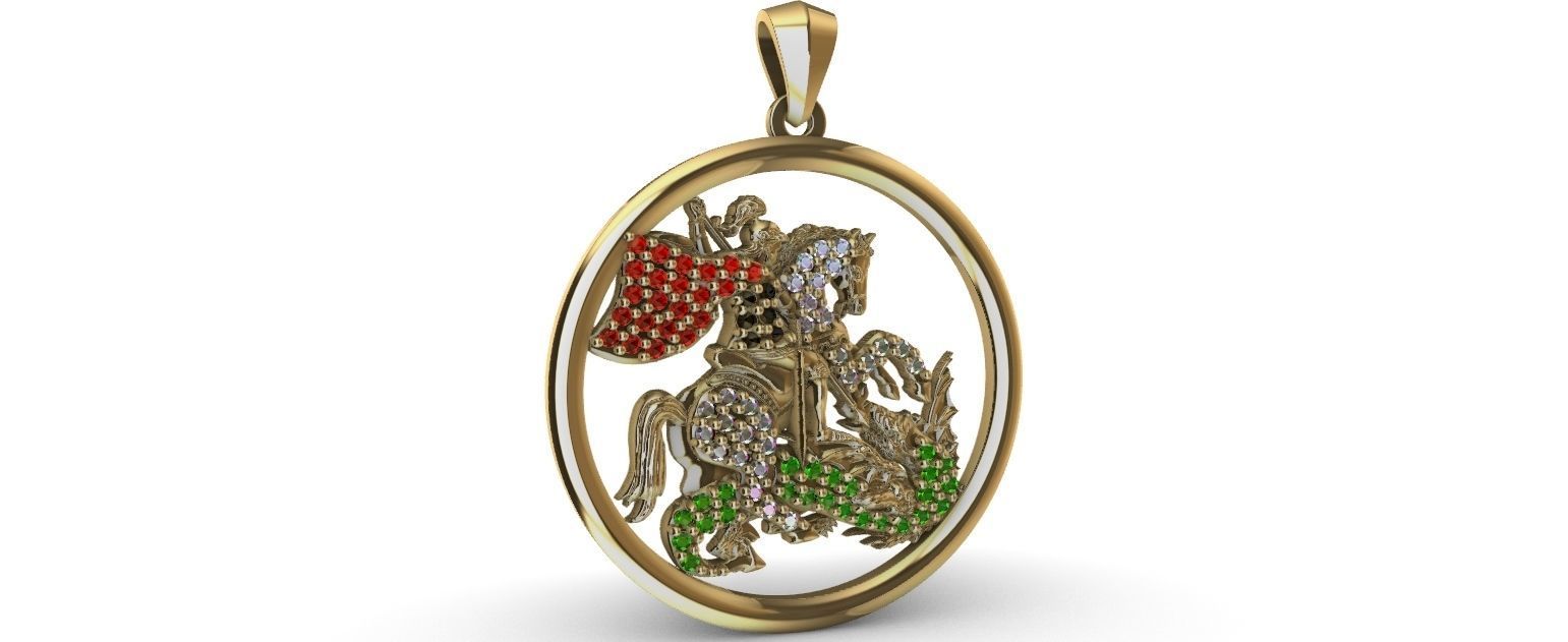Saint George - Sao Jorge - with gems 3D print model_1