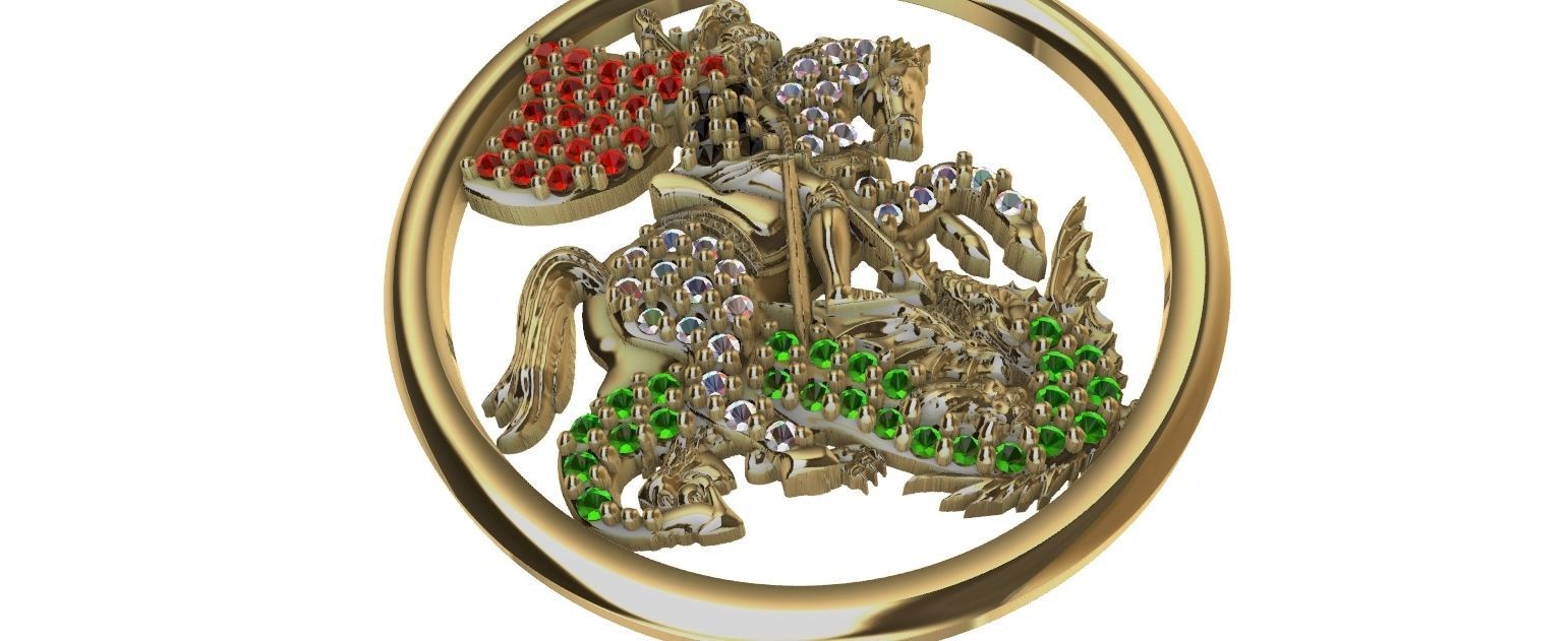 Saint George - Sao Jorge - with gems 3D print model_20
