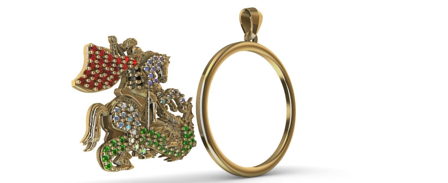 Saint George - Sao Jorge - with gems 3D print model_6