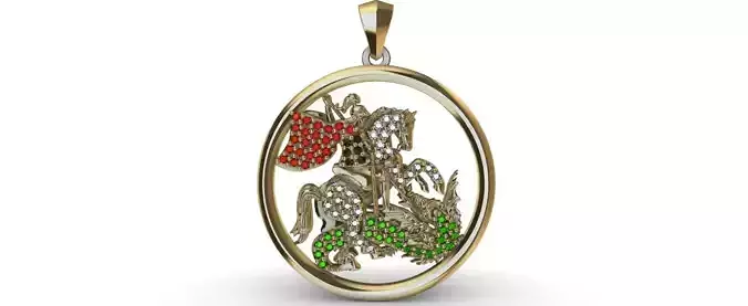 Saint George - Sao Jorge - with gems 3D print model