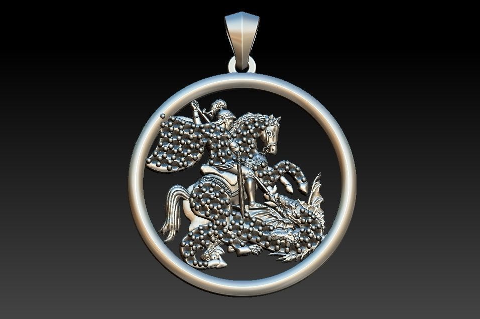 Saint George - Sao Jorge - with gems 3D print model_8