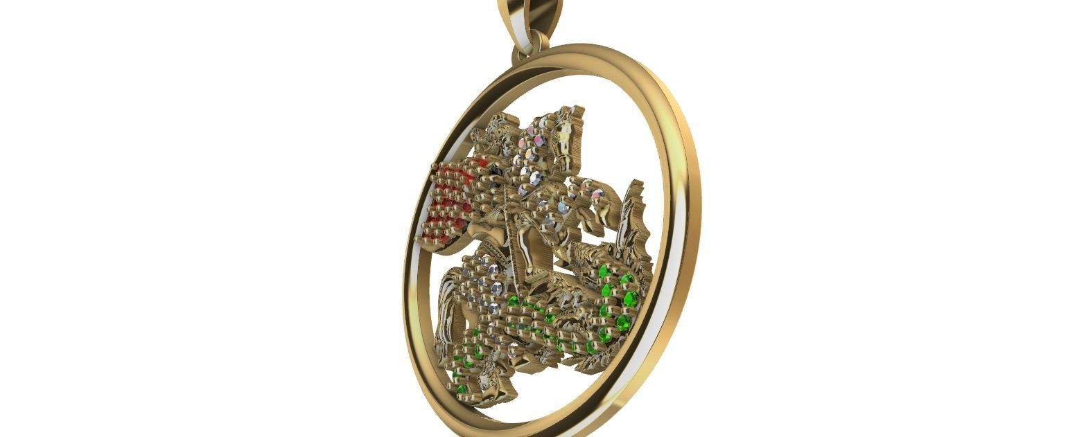 Saint George - Sao Jorge - with gems 3D print model_15