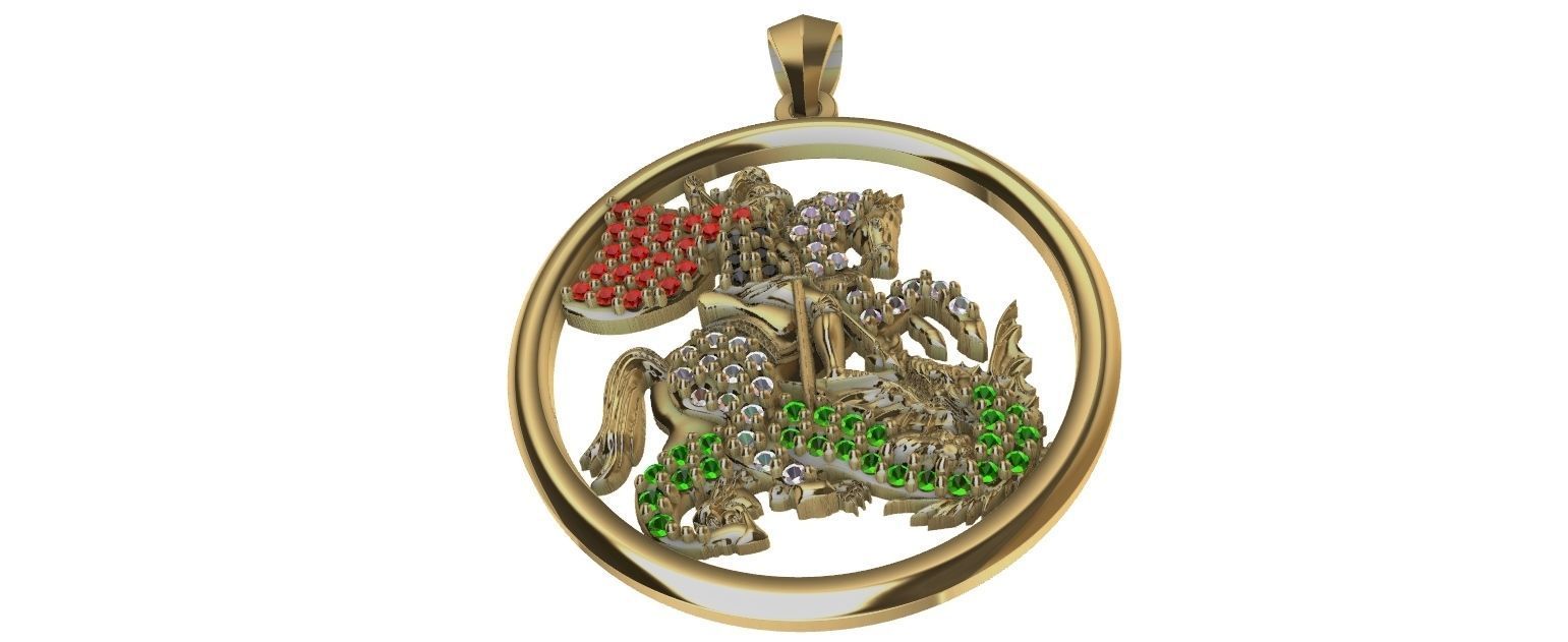 Saint George - Sao Jorge - with gems 3D print model_7
