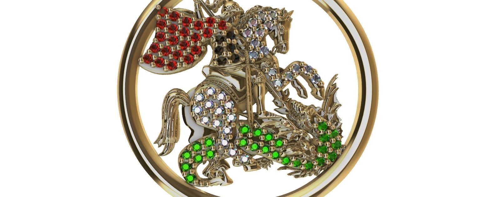 Saint George - Sao Jorge - with gems 3D print model_12