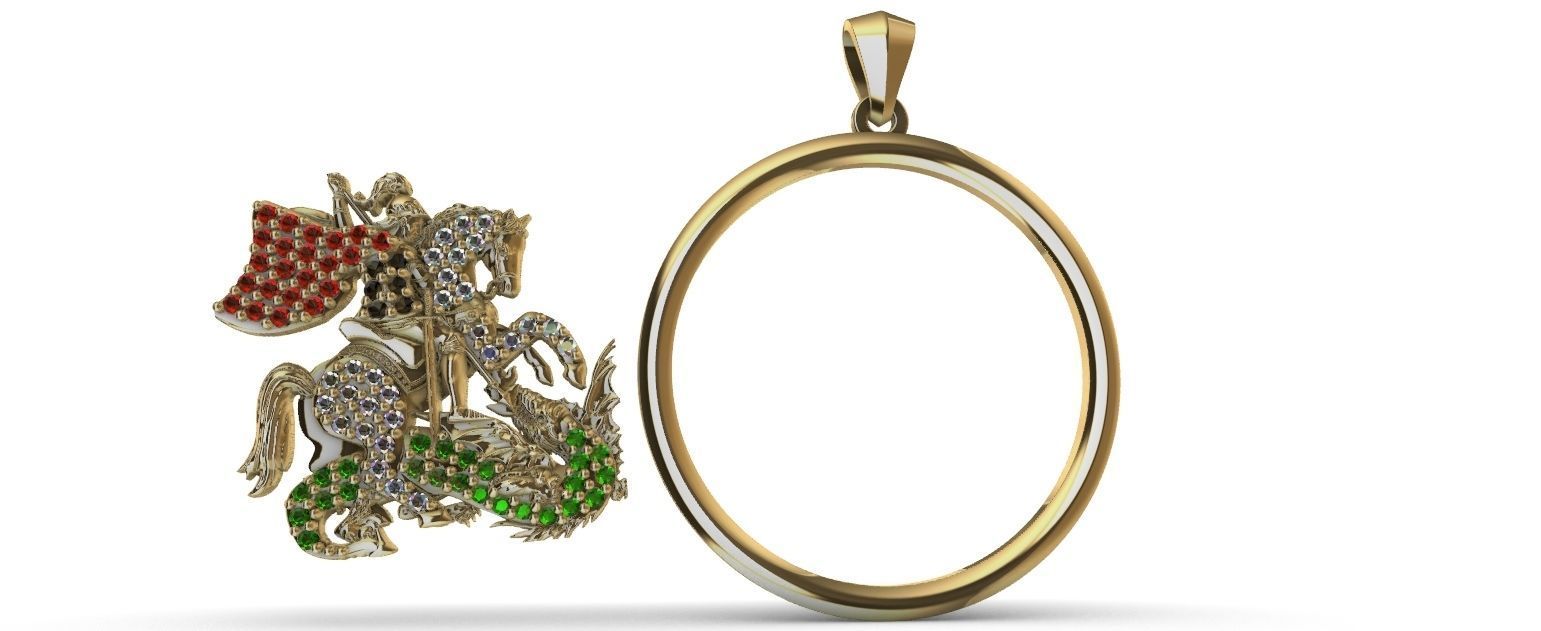 Saint George - Sao Jorge - with gems 3D print model_5
