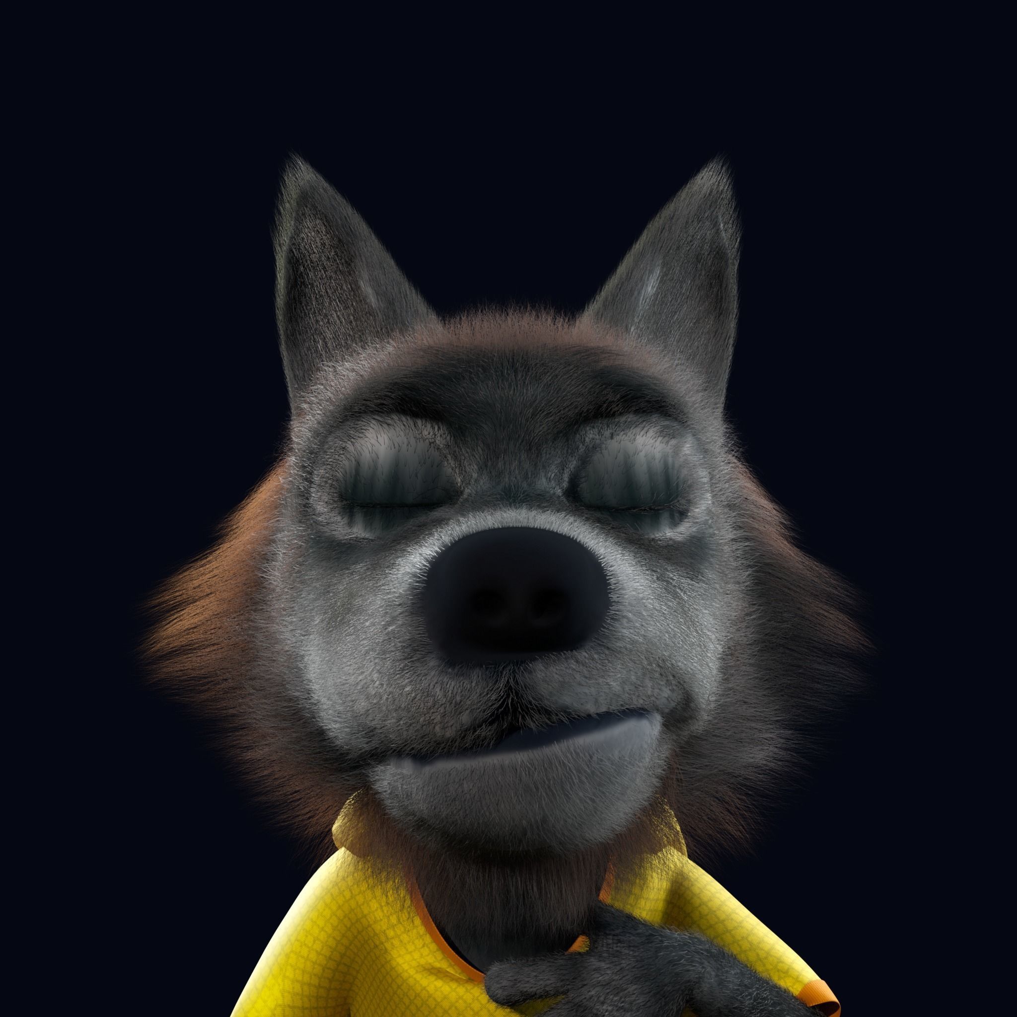 Cartoon Young Wolf Rigged 3D model_1