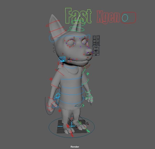 Cartoon Young Wolf Rigged 3D model_30