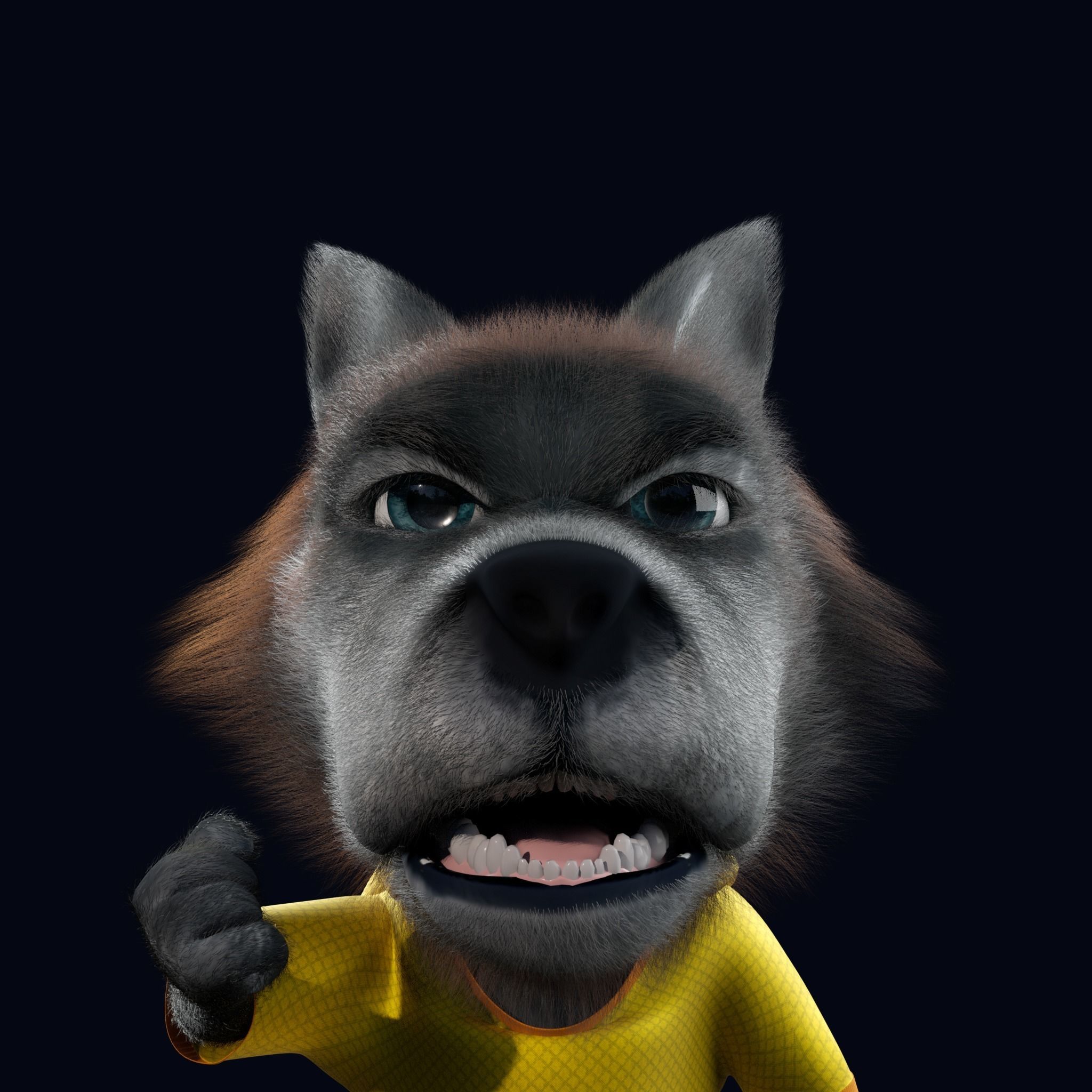 Cartoon Young Wolf Rigged 3D model_5