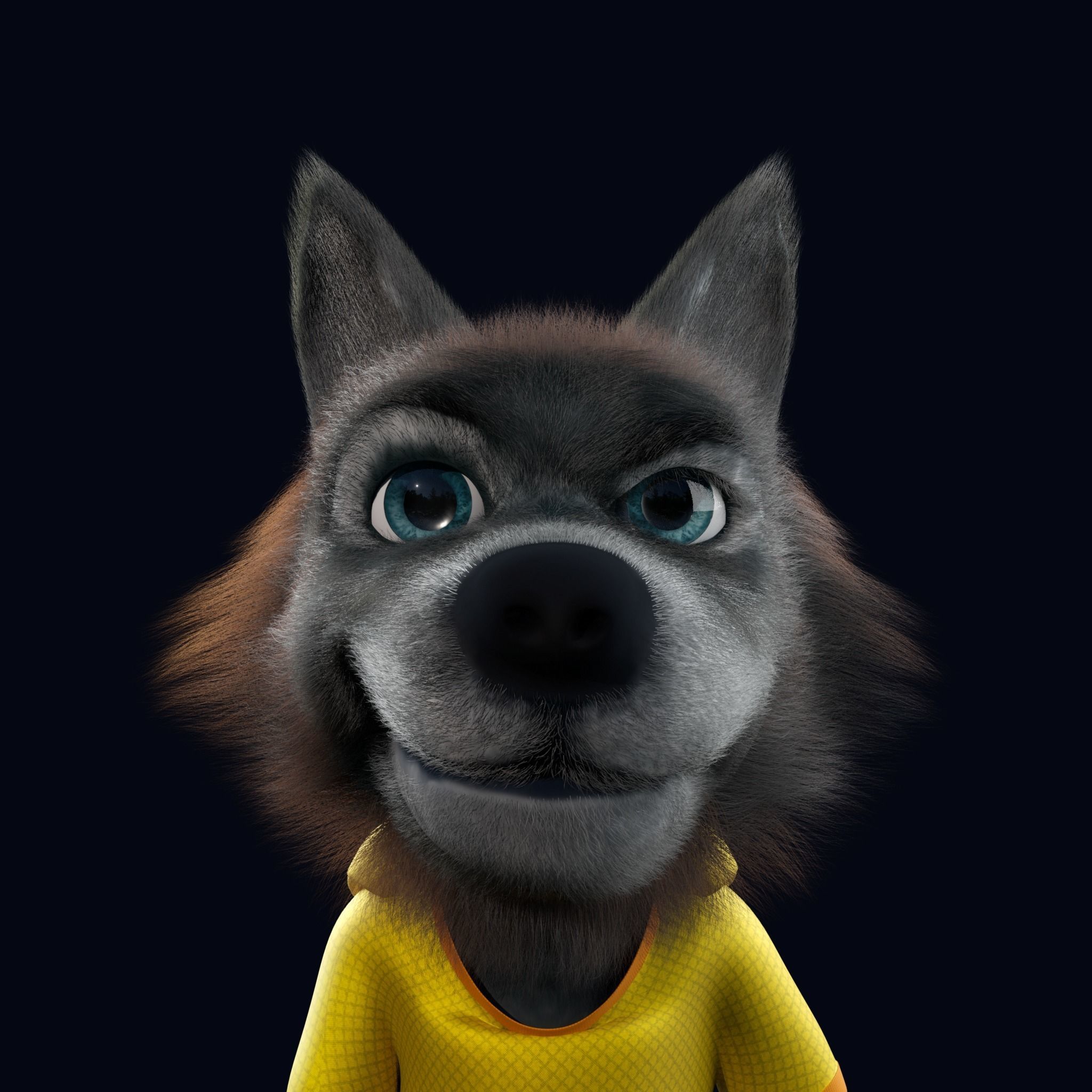 Cartoon Young Wolf Rigged 3D model_2