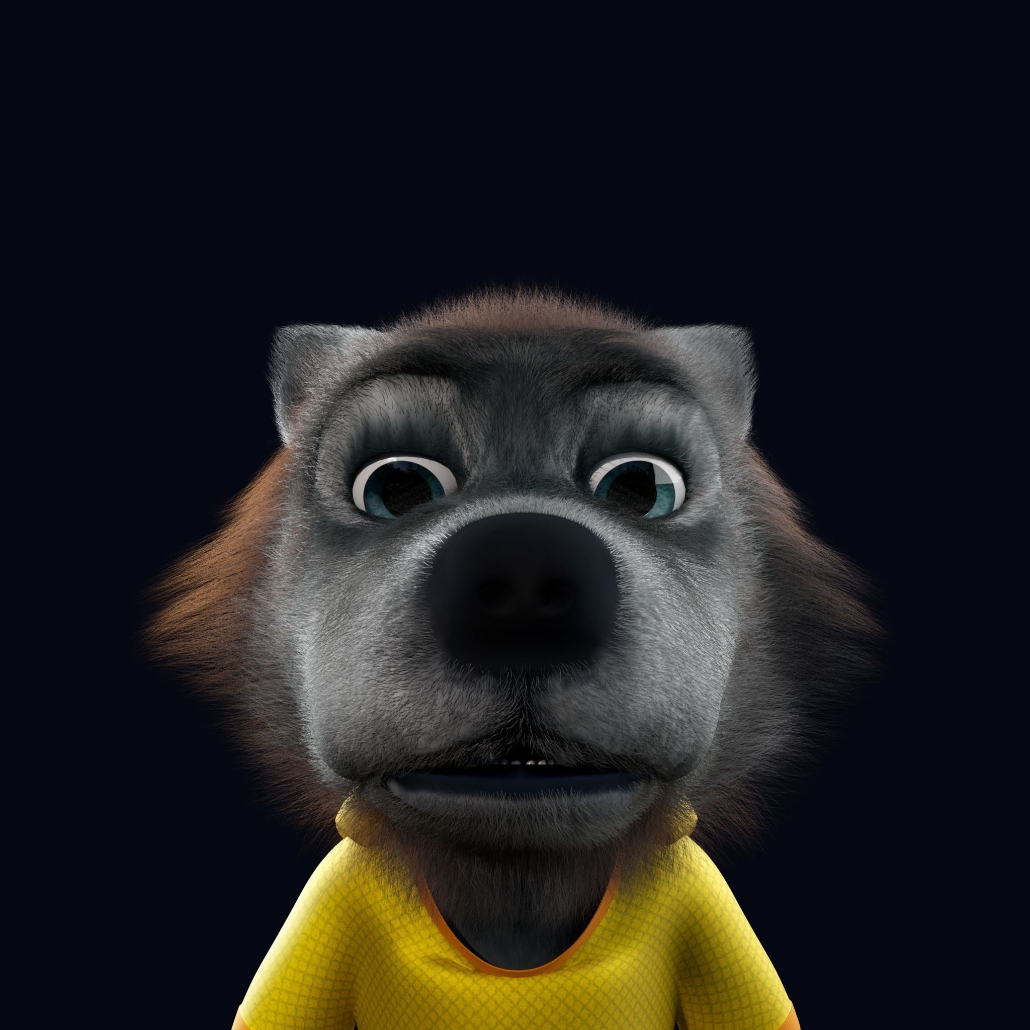 Cartoon Young Wolf Rigged 3D model_3