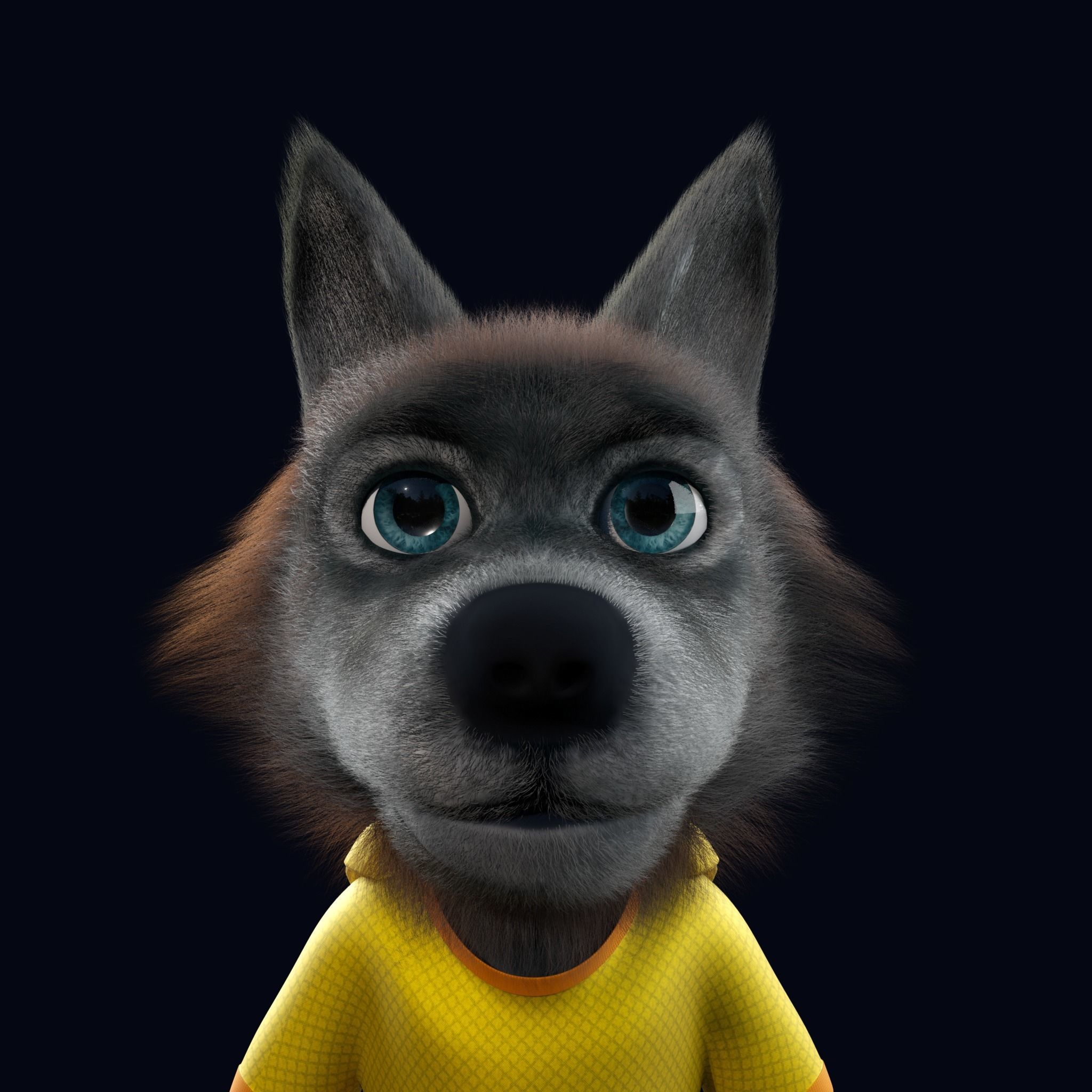 Cartoon Young Wolf Rigged 3D model_13