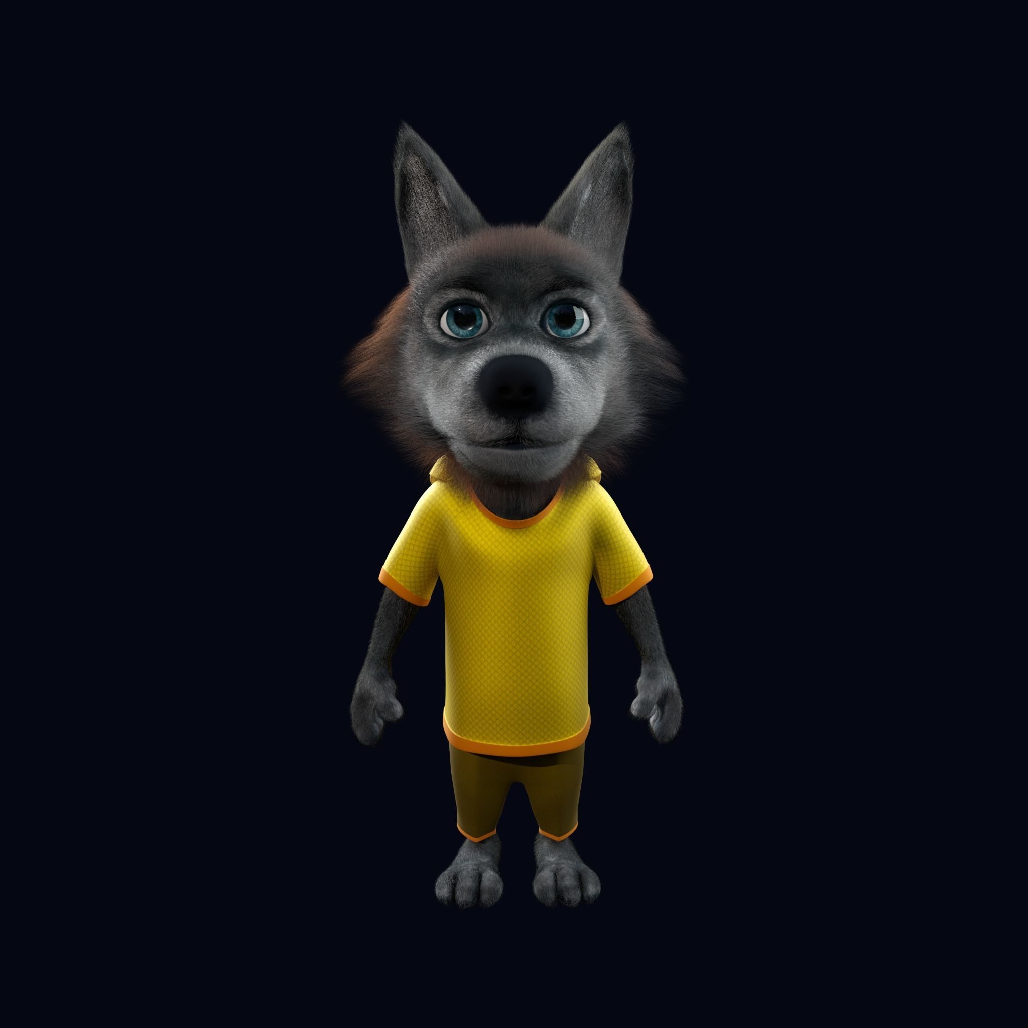 Cartoon Young Wolf Rigged 3D model_6