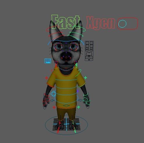 Cartoon Young Wolf Rigged 3D model_33