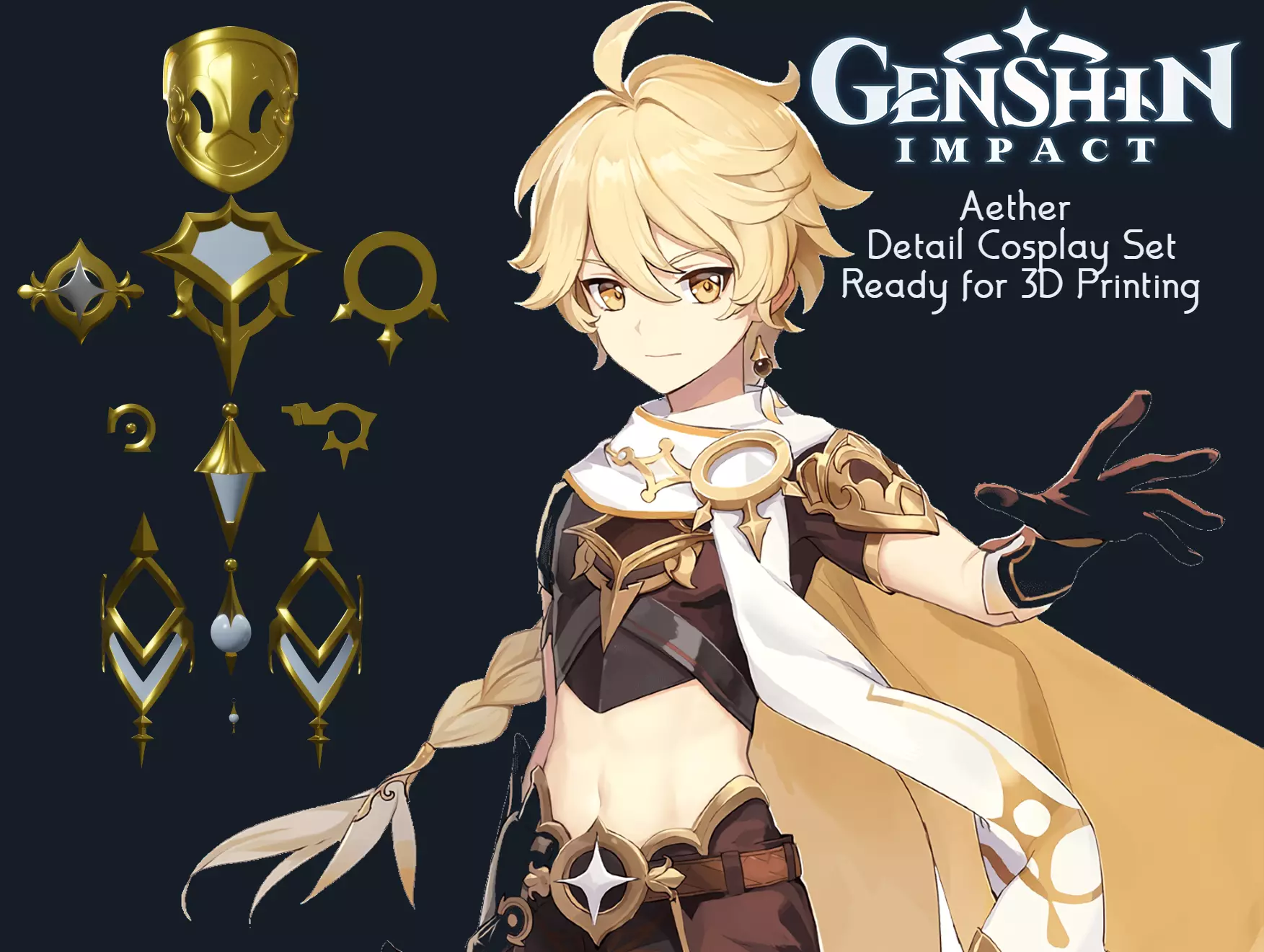 Genshin Impact Aether Cosplay Set 3D print model_0