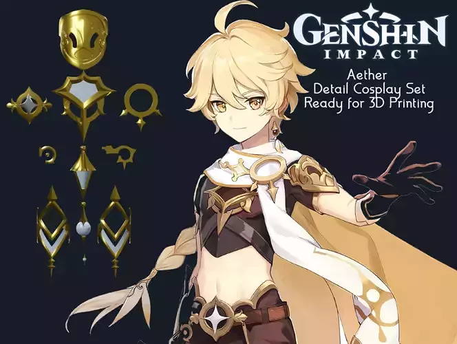Genshin Impact Aether Cosplay Set 3D print model