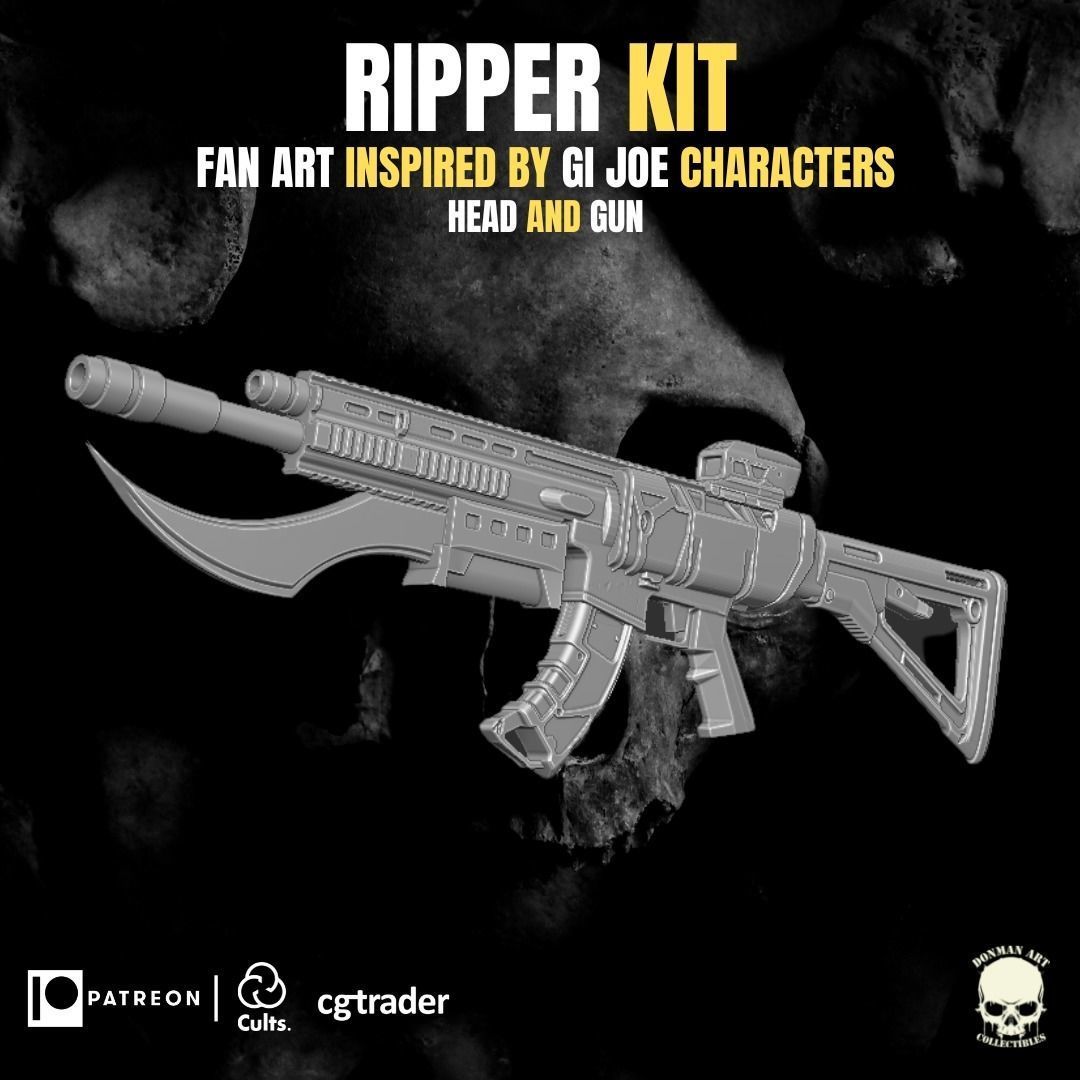 Ripper Kit - head and gun for action figures 3D print model_14