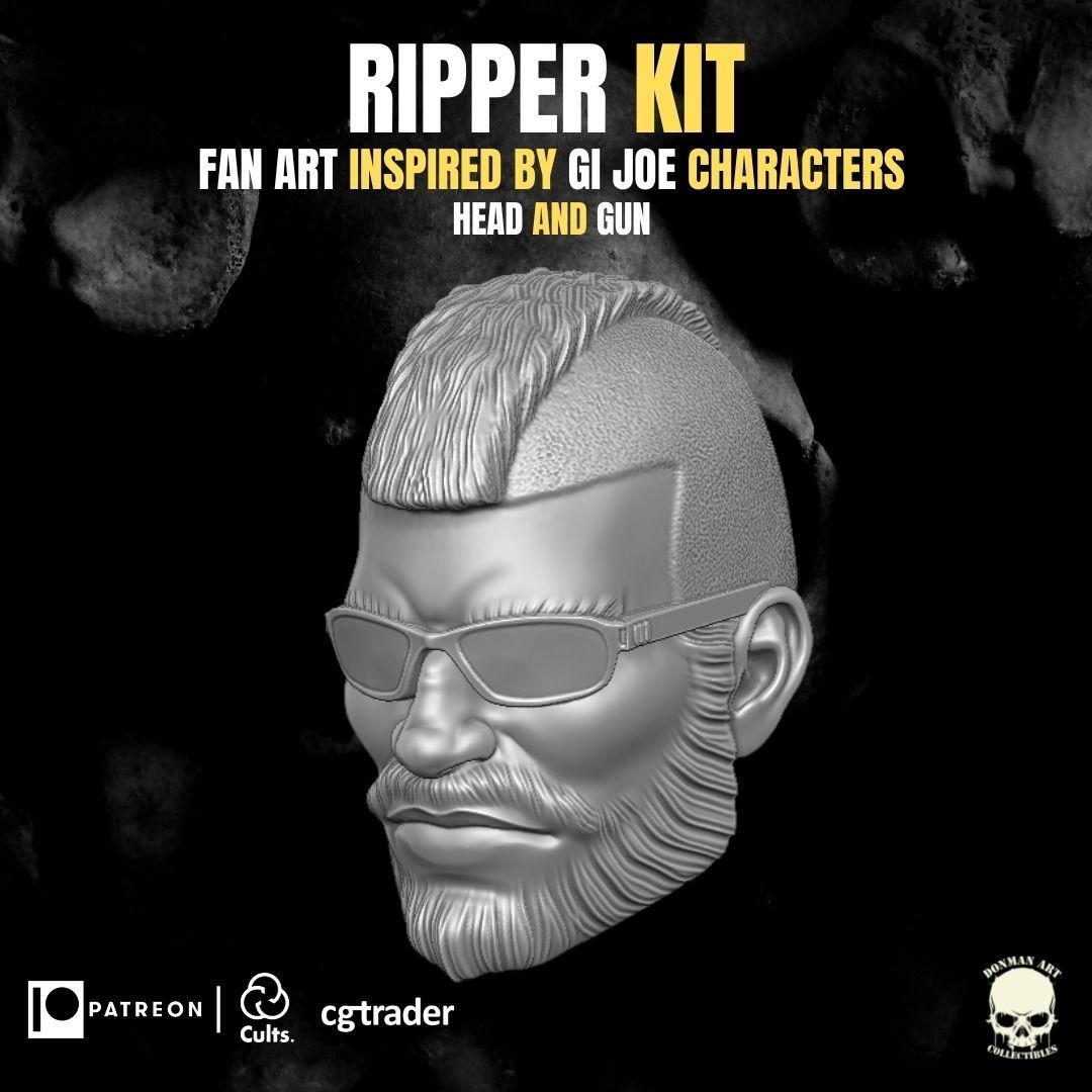Ripper Kit - head and gun for action figures 3D print model_18