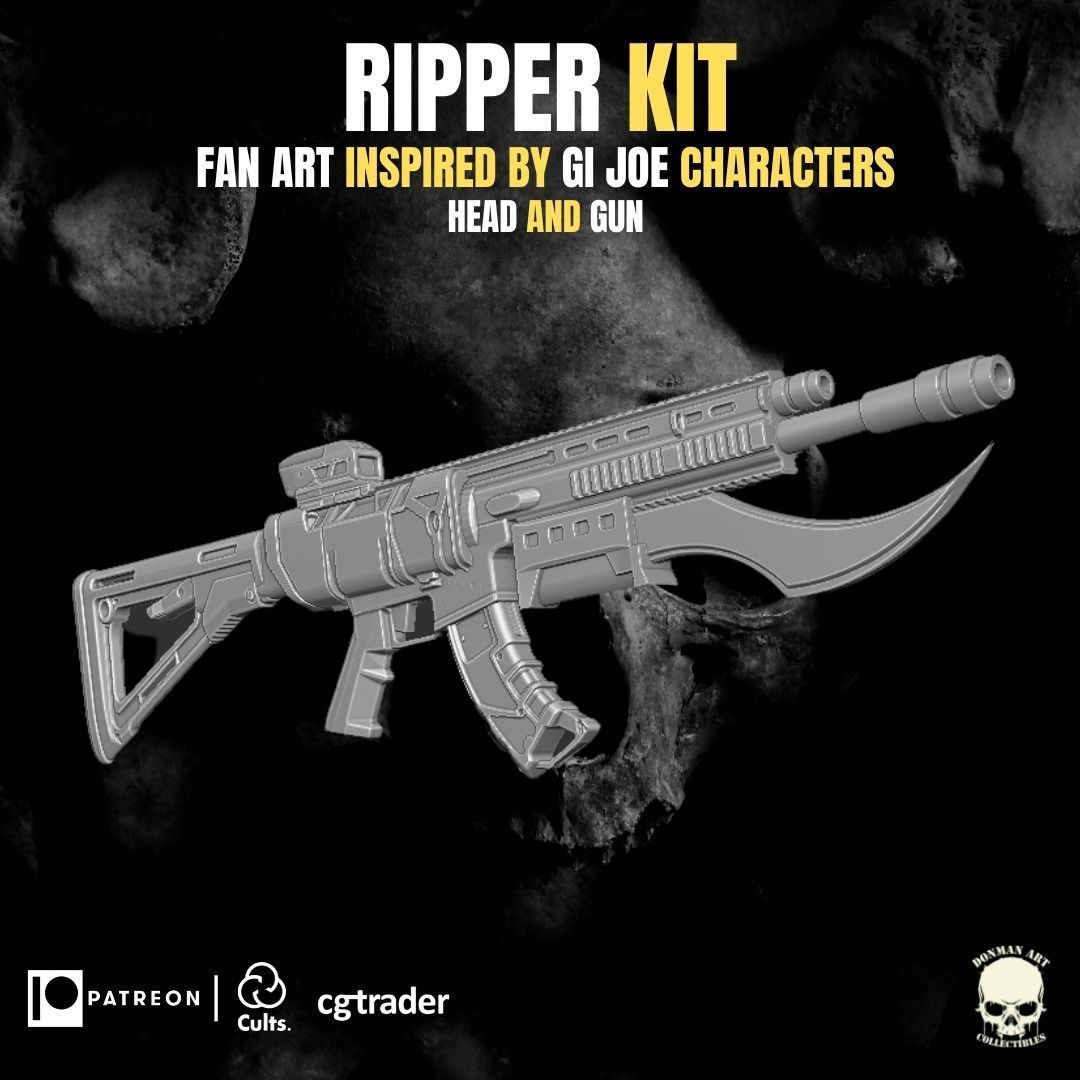 Ripper Kit - head and gun for action figures 3D print model_15