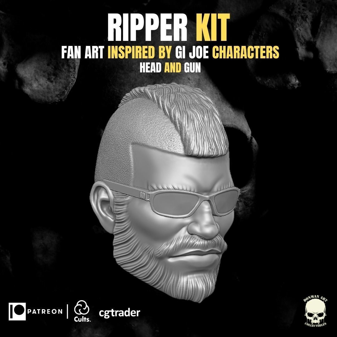Ripper Kit - head and gun for action figures 3D print model_17