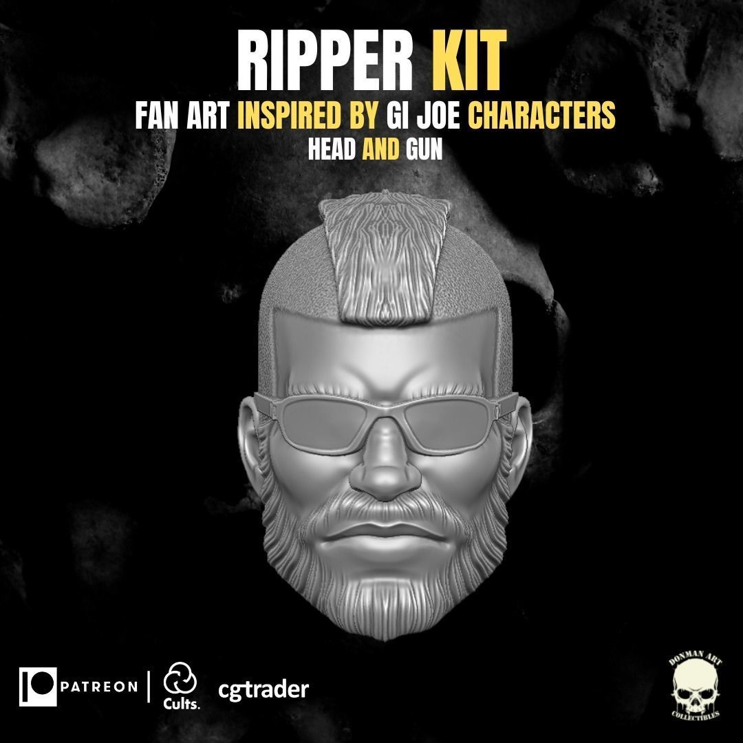 Ripper Kit - head and gun for action figures 3D print model_16