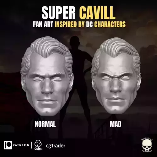Super Cavill Head Collection  for action figures 3D print model