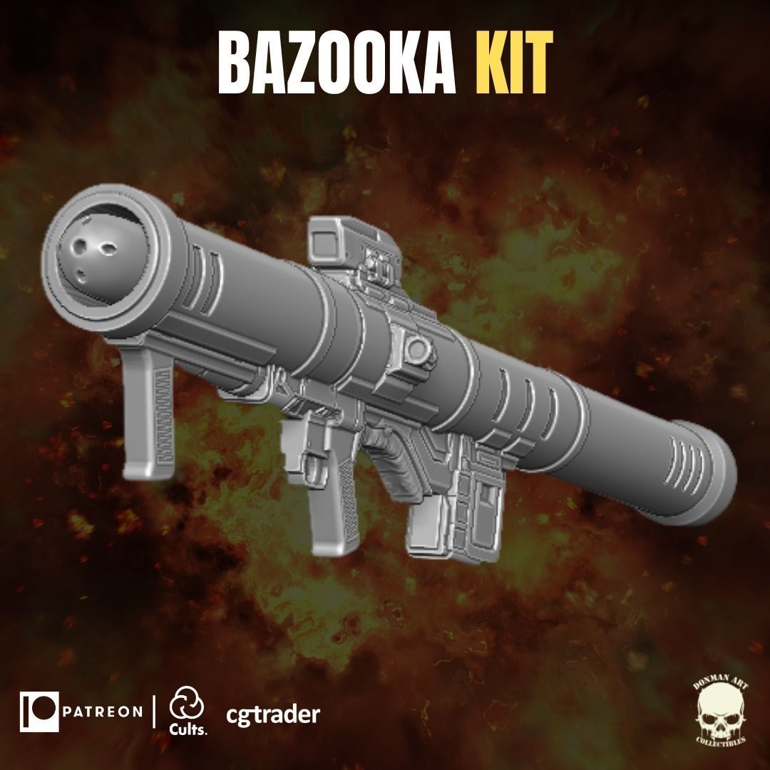 Bazooca Kit for action figures 3D print model_11