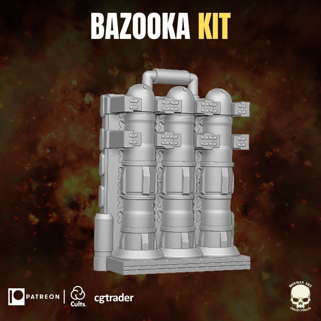 Bazooca Kit for action figures 3D print model_4